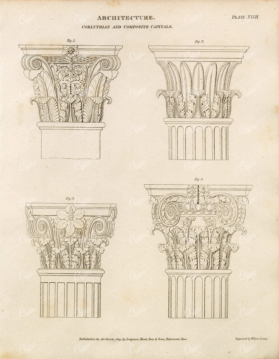 ANTIQUE Architecture Print - Rees' Encyclopedia 1800s