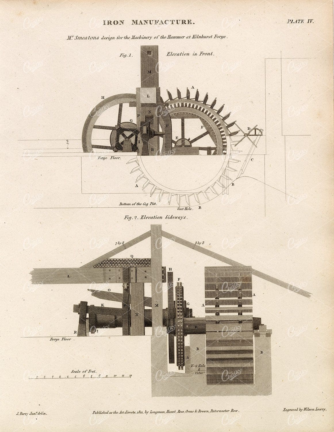 ANTIQUE Print of Iron Manufacture - Rees' Encyclopedia 1800s
