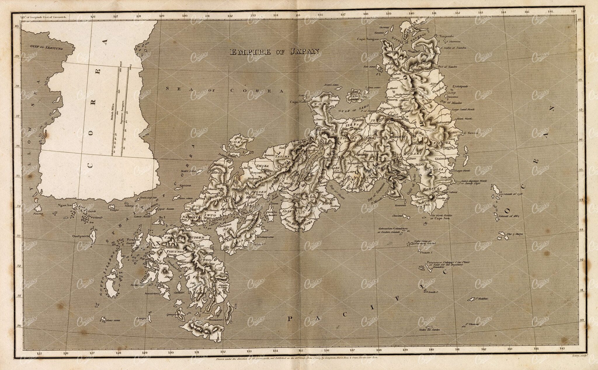 ANTIQUE Map of the Empire of Japan - Rees' Encyclopedia 1800s