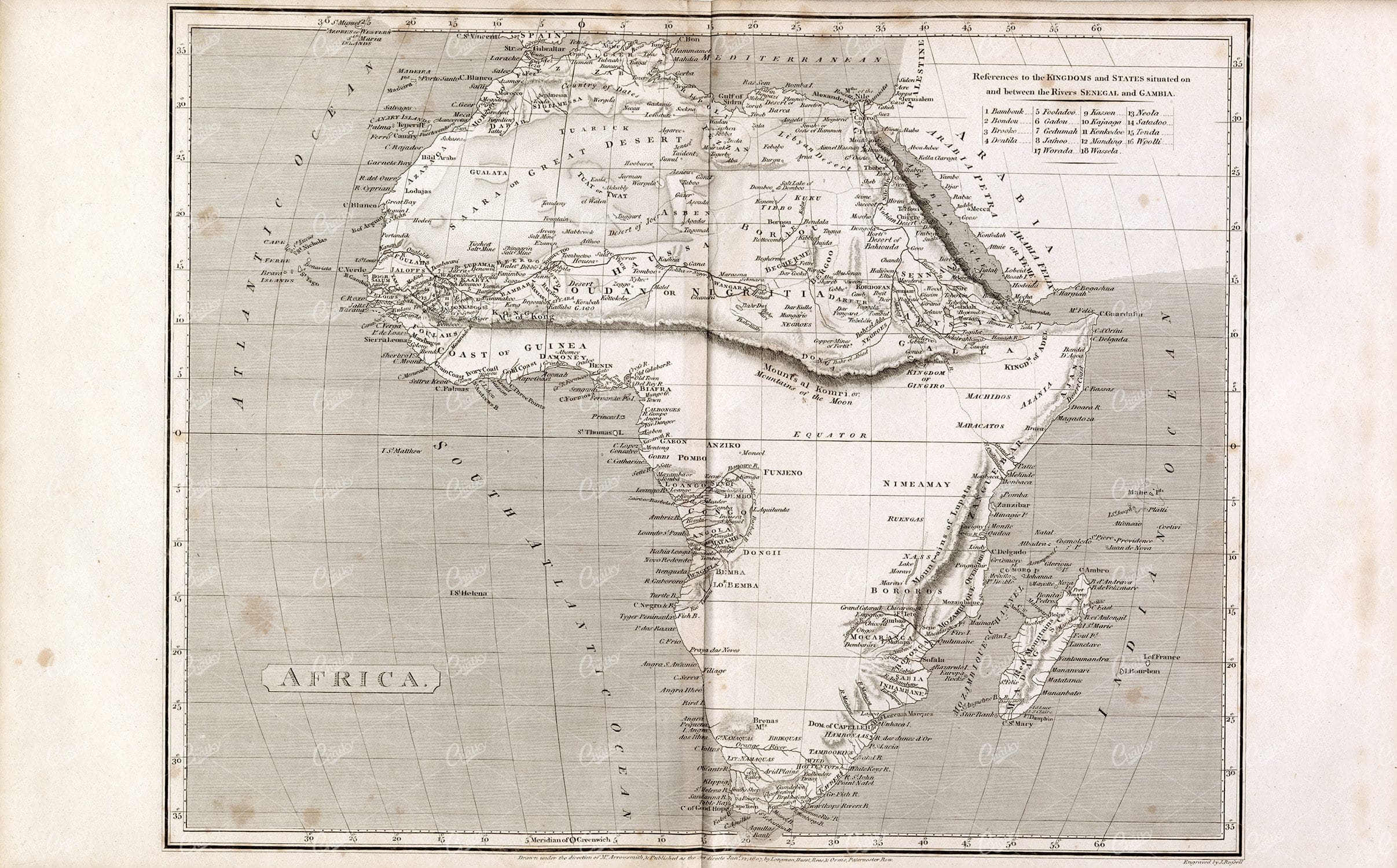 VINTAGE Map of Africa - 1800s Rees' Encyclopedia