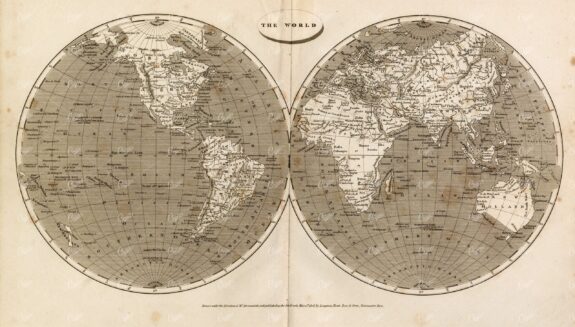 ANTIQUE Map of The World - Rees' Encyclopedia 1800s