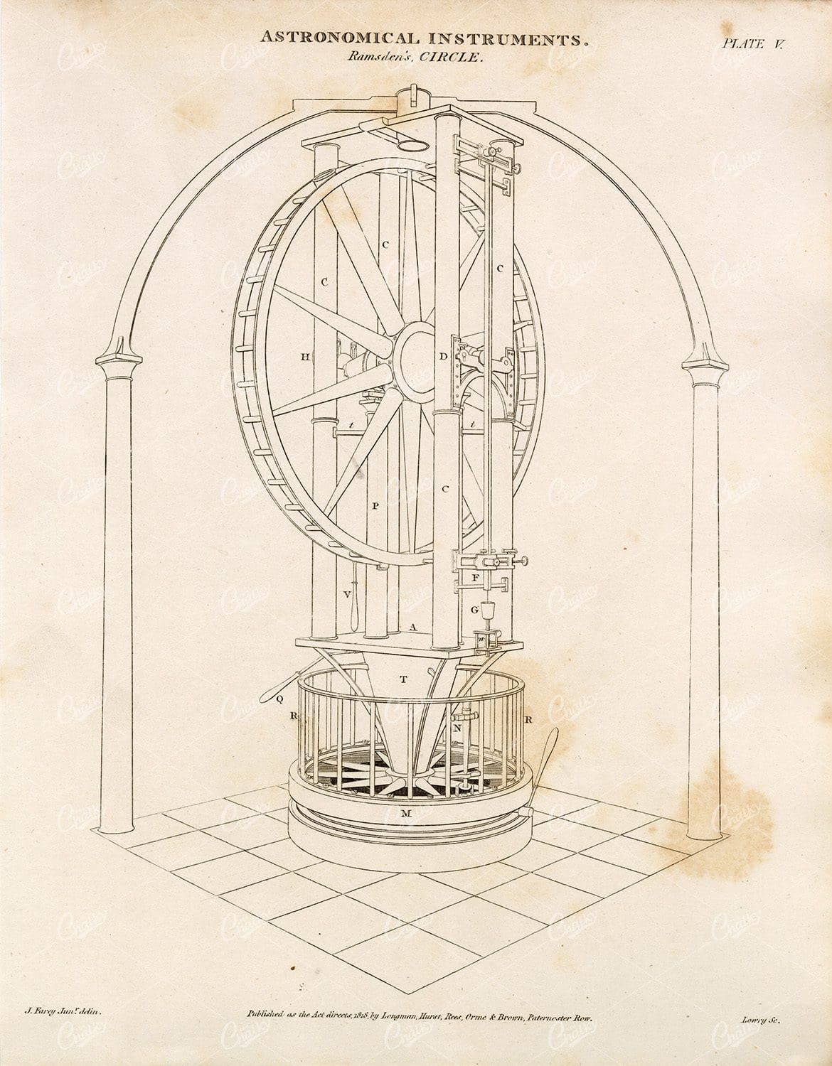 ASTRONOMICAL Instruments Vintage Print - Ramsden's Circle