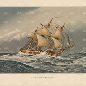 1892 Vintage Print of a 28- Gun Frigate - Her Majesty's Navy