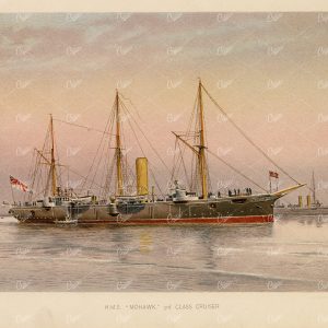 H.M.S. "MOHAWK," 3rd Class Cruiser - Vintage 1892 Naval Print