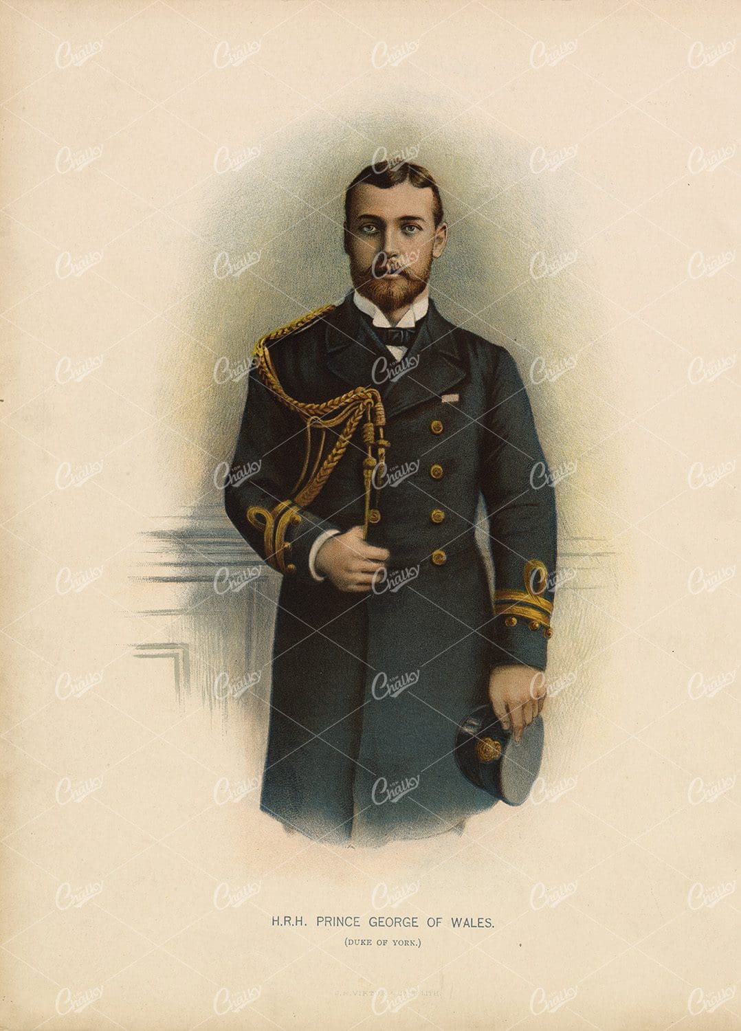 H.R.H. Prince George Of Wales (Duke of York.) - Vintage Naval Print