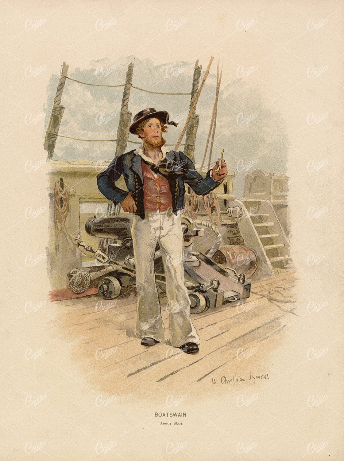 VINTAGE Navel Print - Boatswain - Her Majesty's Navy 1892