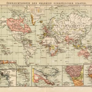 1882 Vintage Map of the Colonies of the European States