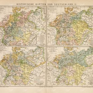 HISTORICAL Maps of Germany - Vintage German Encyclopedia Print