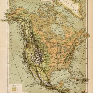ANTIQUE Map of America - Vintage German Encyclopedia 1882 Print