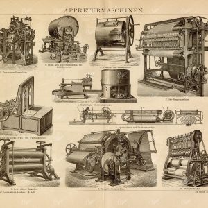 ANTIQUE Old Encyclopedia 1882 Print -  Finishing Machines