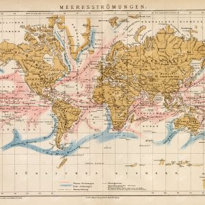 VINTAGE Map Showing Ocean Currents - Old 1882 Encyclopedia Print