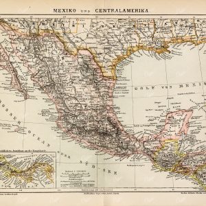 ANTIQUE Map of Mexico and Central America - Old Encyclopedia Print