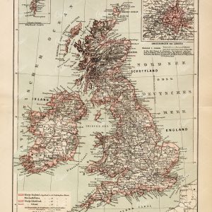 ANTIQUE Map of Great Britain and Ireland - Old Encyclopedia Print