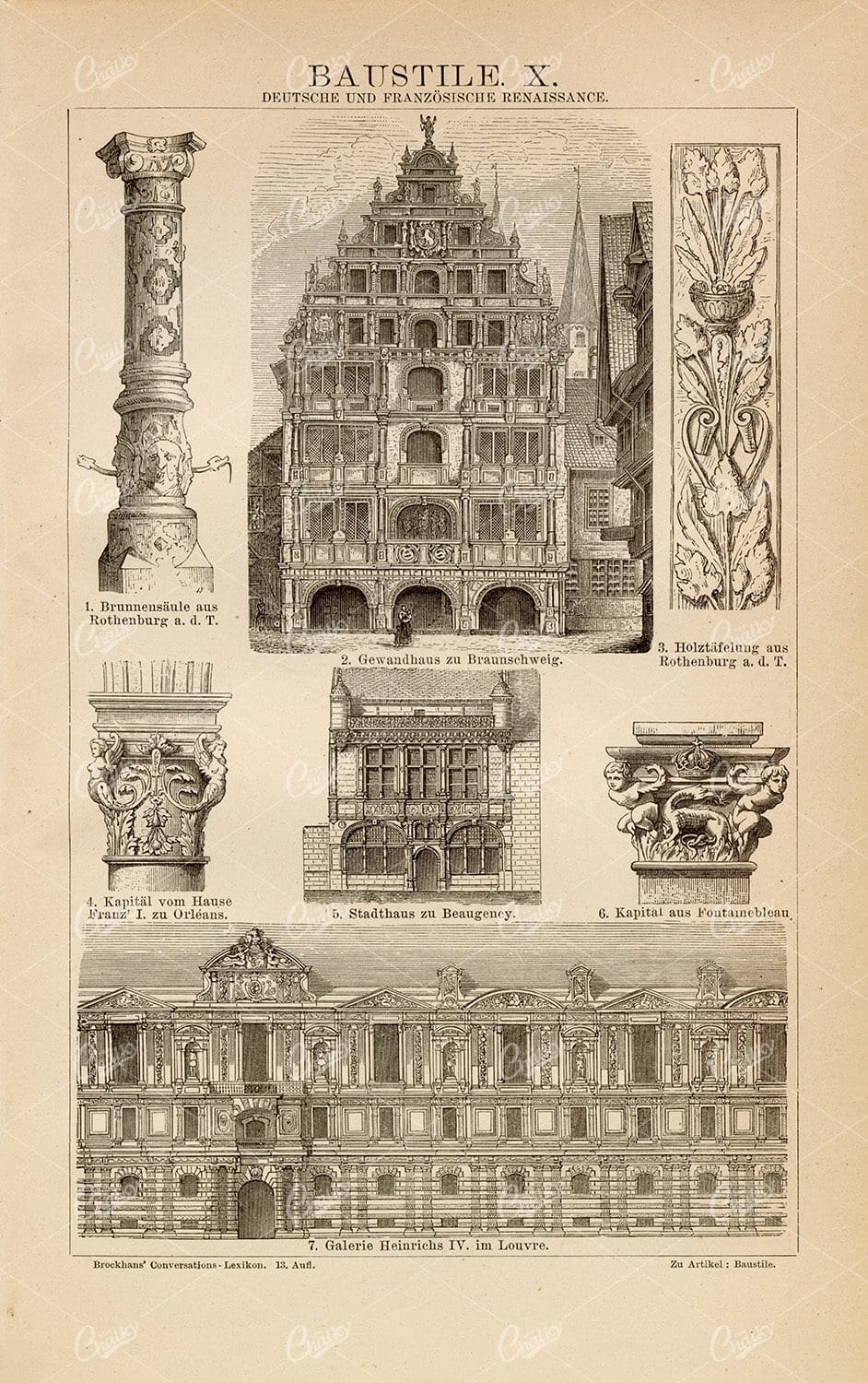 VINTAGE Architecture Styles Print X - German and French Renaissance