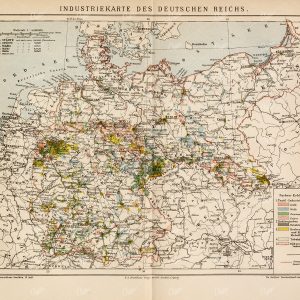 ANTIQUE Industrial Map of the German Empire - Vintage 1882