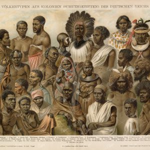 1882 Vintage Print of People from the Colonies of the German Empire