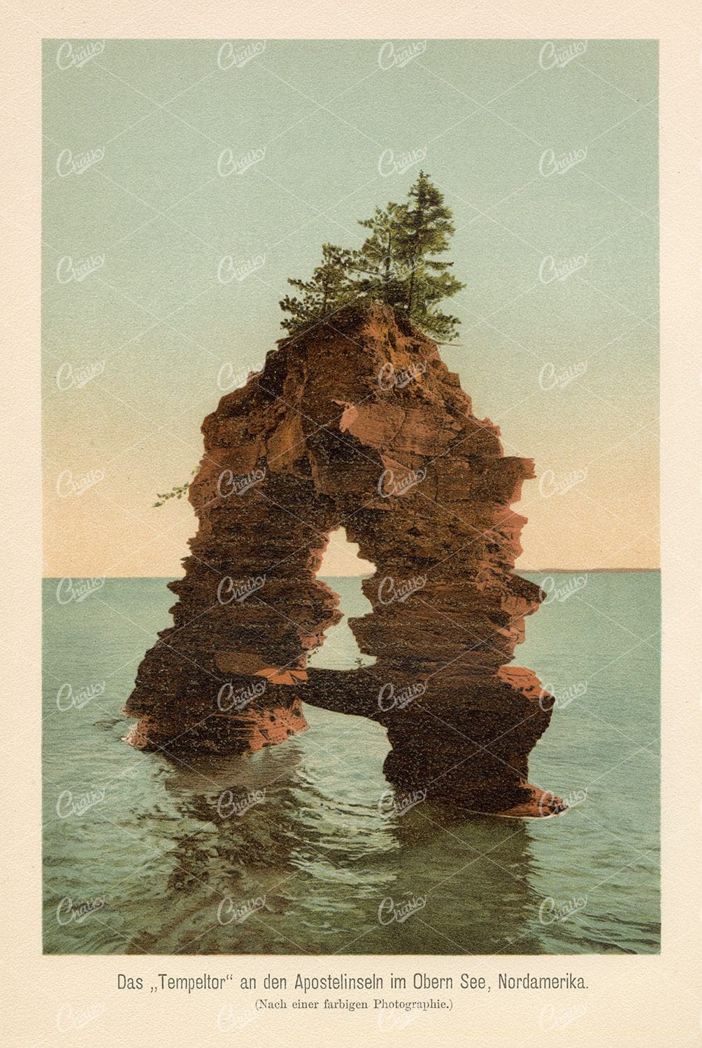 TEMPLE GATE on the Apostle Islands  - Antique 1877 Coloured Print