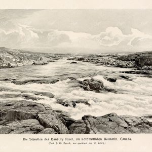 ANTIQUE German Print of the Hanbury River in Canada - 1877