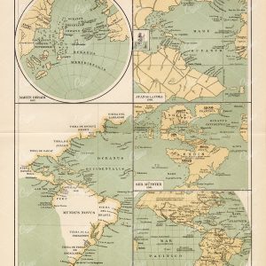 ANTIQUE Print 1877 - Development of the Map of America