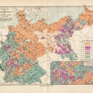 VINTAGE German Print 1877 - Distribution of Denominations in Germany