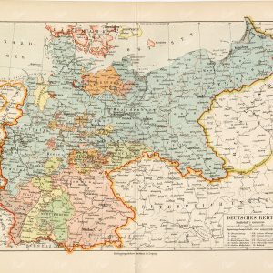 GERMAN EMPIRE - Antique Coloured Map - 1877