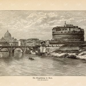 CASTLE of the Holy Angel in Rome - Vintage german Print 1877