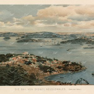 ANTIQUE Coloured Print - Sydney Bay, New South Wales