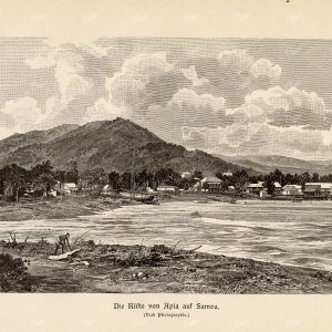 ANTIQUE Print of Apia in Samoa - Vintage German Print 1877