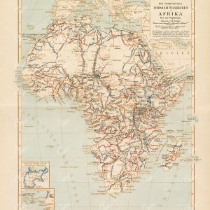 1877 Vintage Map  - The Most Important Research Trips In Africa
