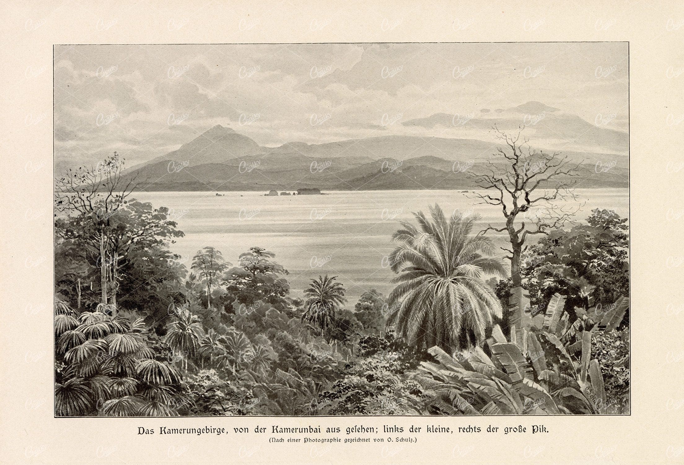 VINTAGE German Print 1877 - The Kamern Mountains