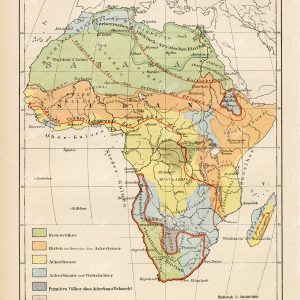 Culture Map of Africa - Antique German 1877 Print