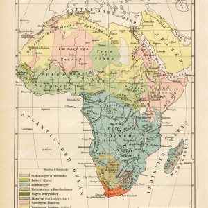 Map of Africa - Peoples - Antique German 1877 Print