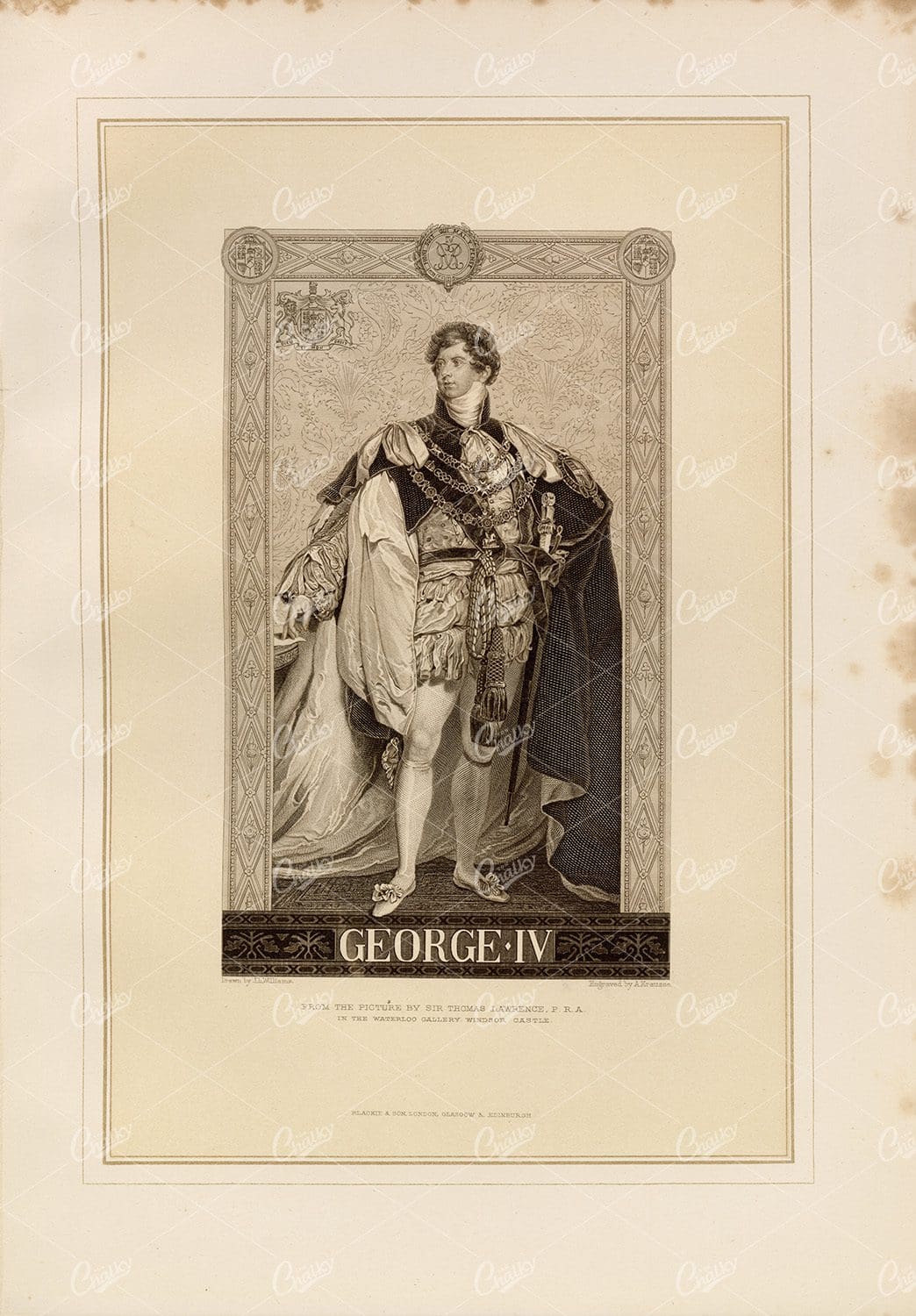 GEORGE IV - from the Picture by Sir Thomas Lawrence, P.R.A - Vintage Print