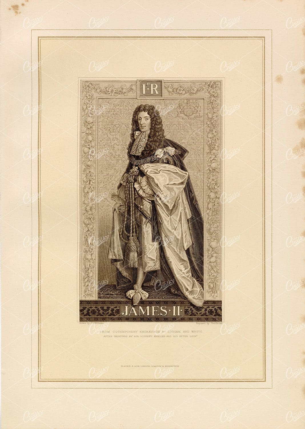 JAMES II - Vintage Historical Print 1800's