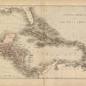 VINTAGE Map of Central America and The West Indies - 1800's