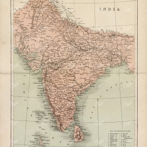 ANTIQUE Map of India - Historical Vintage Print - 1800's