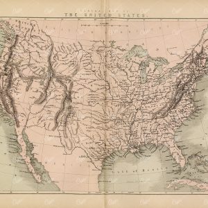 THE UNITED STATES - Antique Map - 1800's Vintage Print