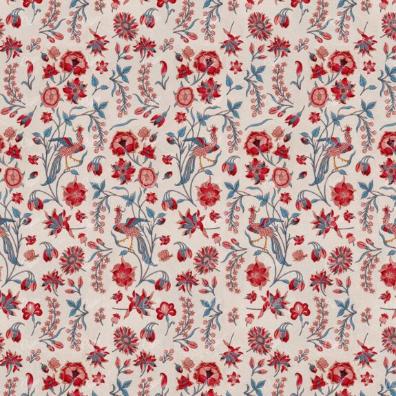 Intricate Exotic Floral Botanical Pattern with Abstract Bird