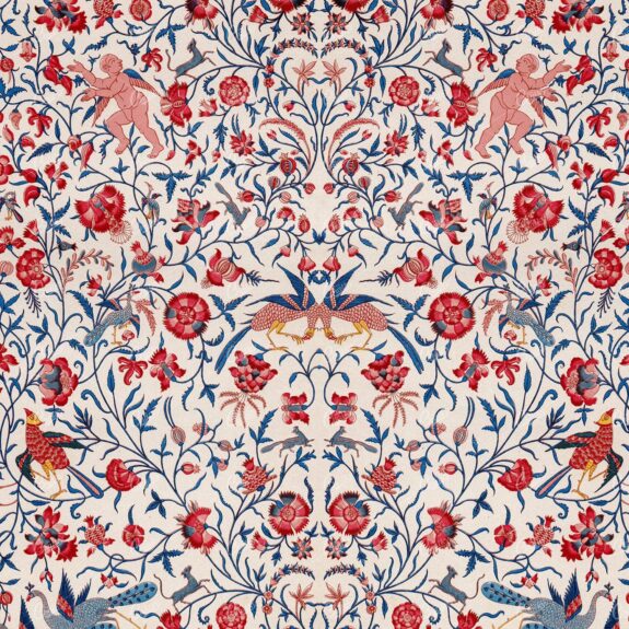 Vintage Floral Pattern with Cherub, Birds, and Flowers