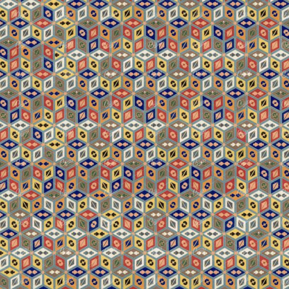 Repeated Cube Vintage Tile Pattern