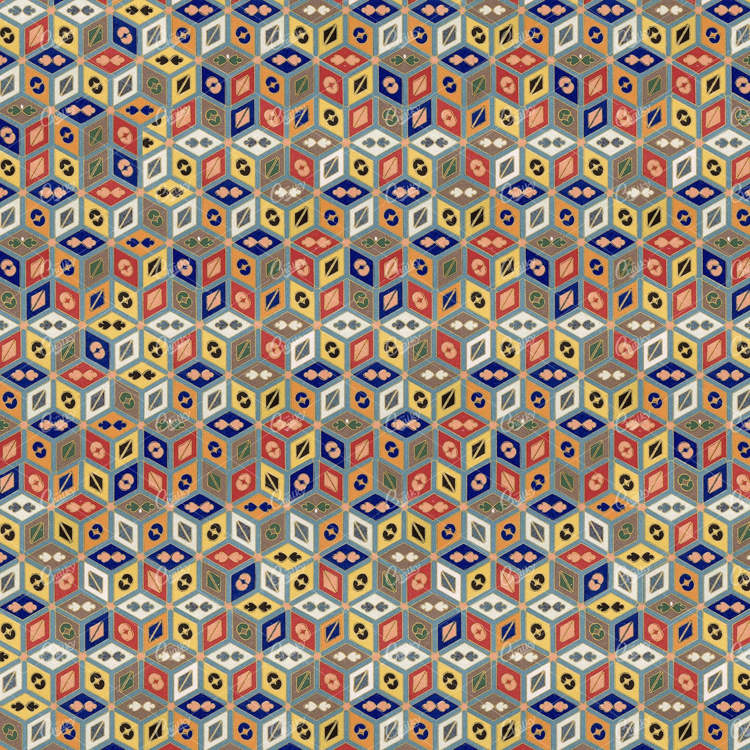 Repeated Cube Vintage Tile Pattern