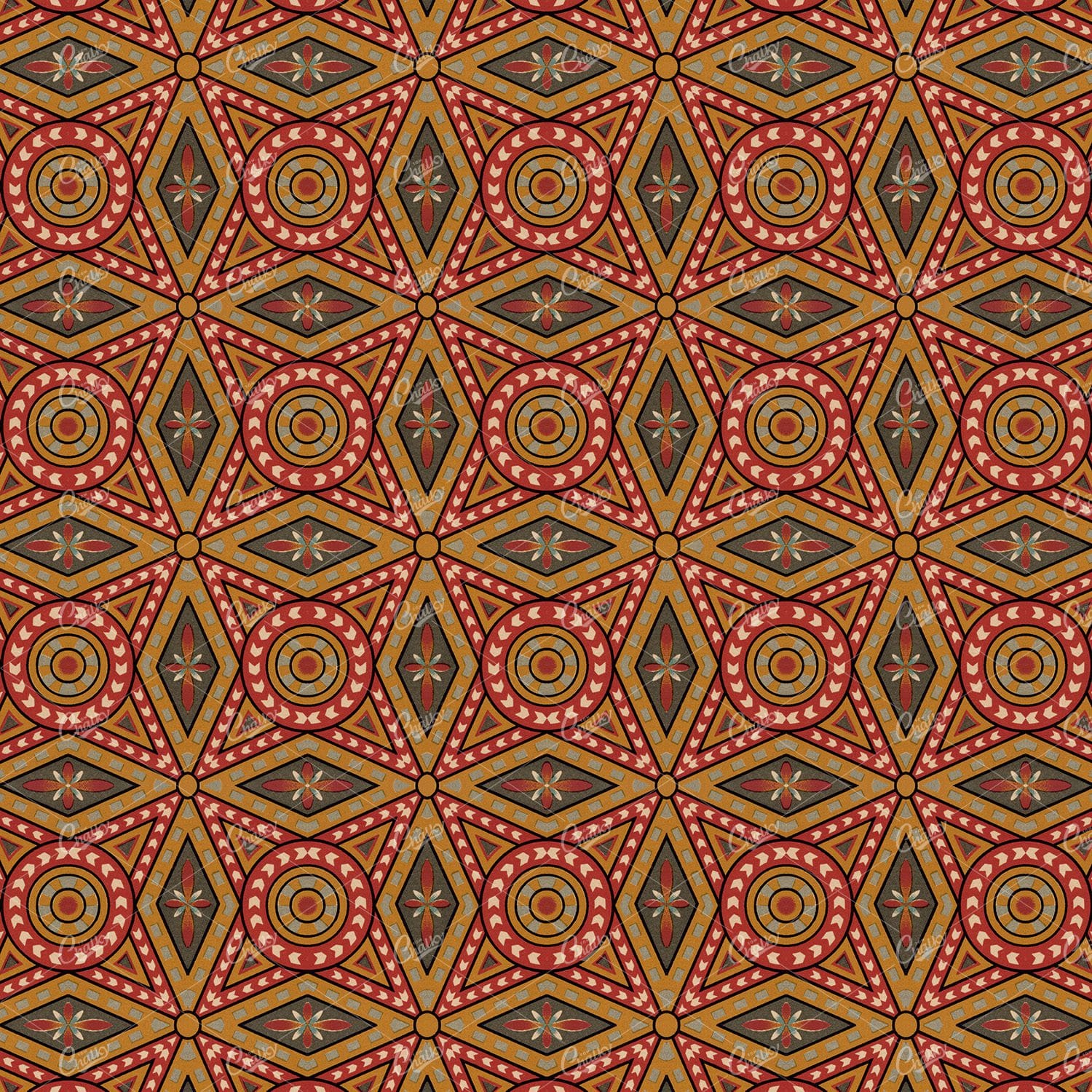 Retro Tiled Circle and Diamond Background Pattern