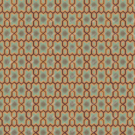 Abstract Interlocking Tiled Gold and Blue Background