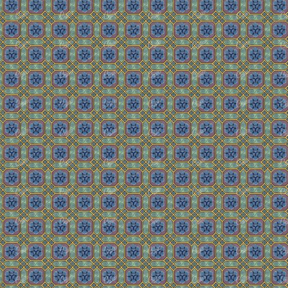 Beautiful Blue and Sea Green Floral Tiled Background