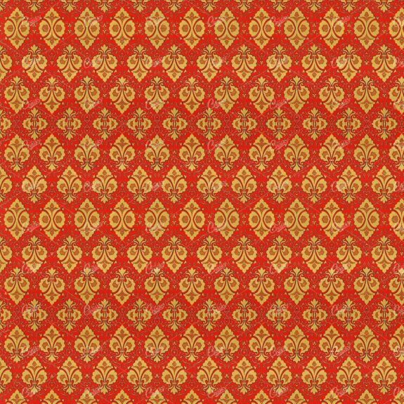 Indian Inspired Gold and Royal Red Tiled Pattern - Vintage Background Collection