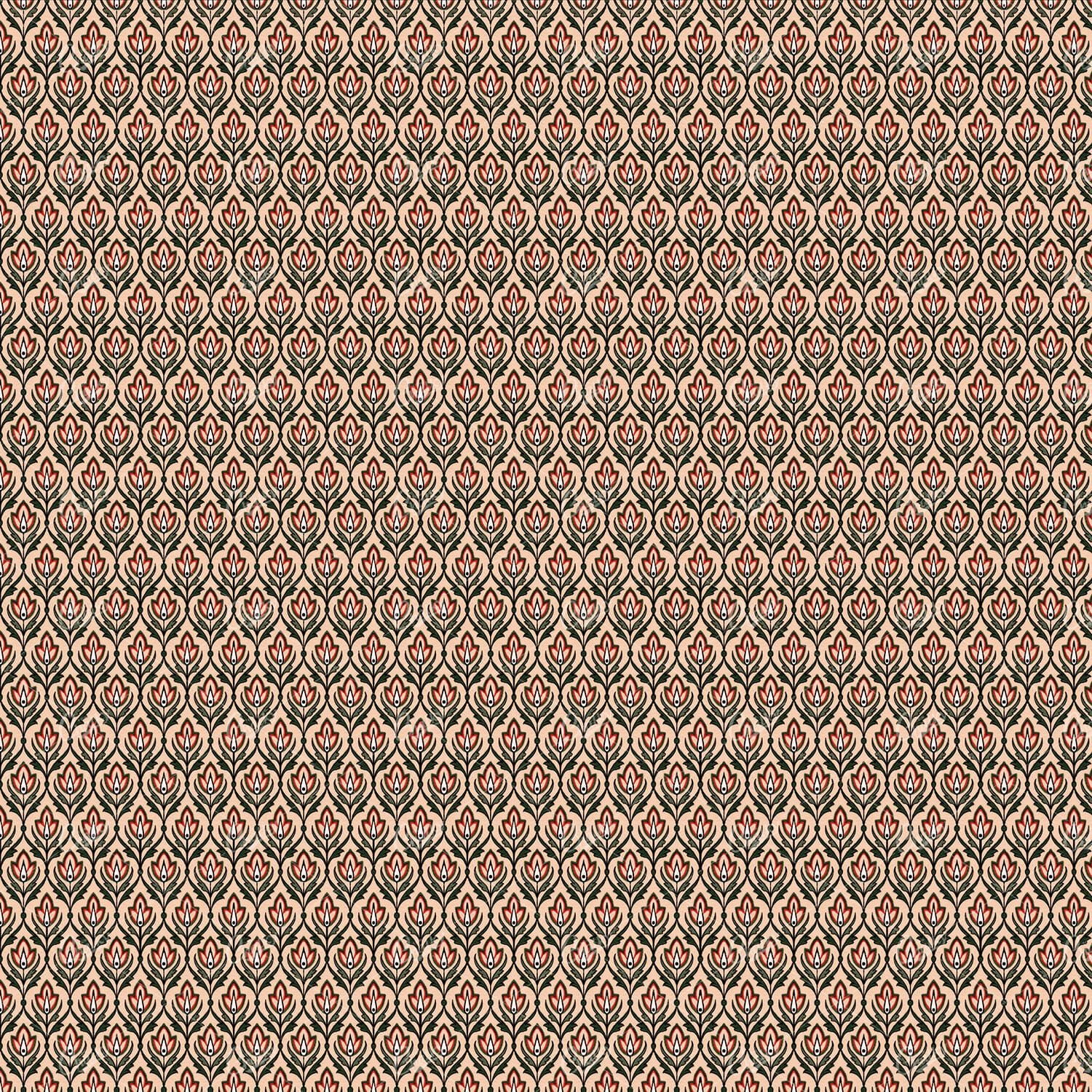 Botanical Tiled Pattern with Striking Floral Design No.3