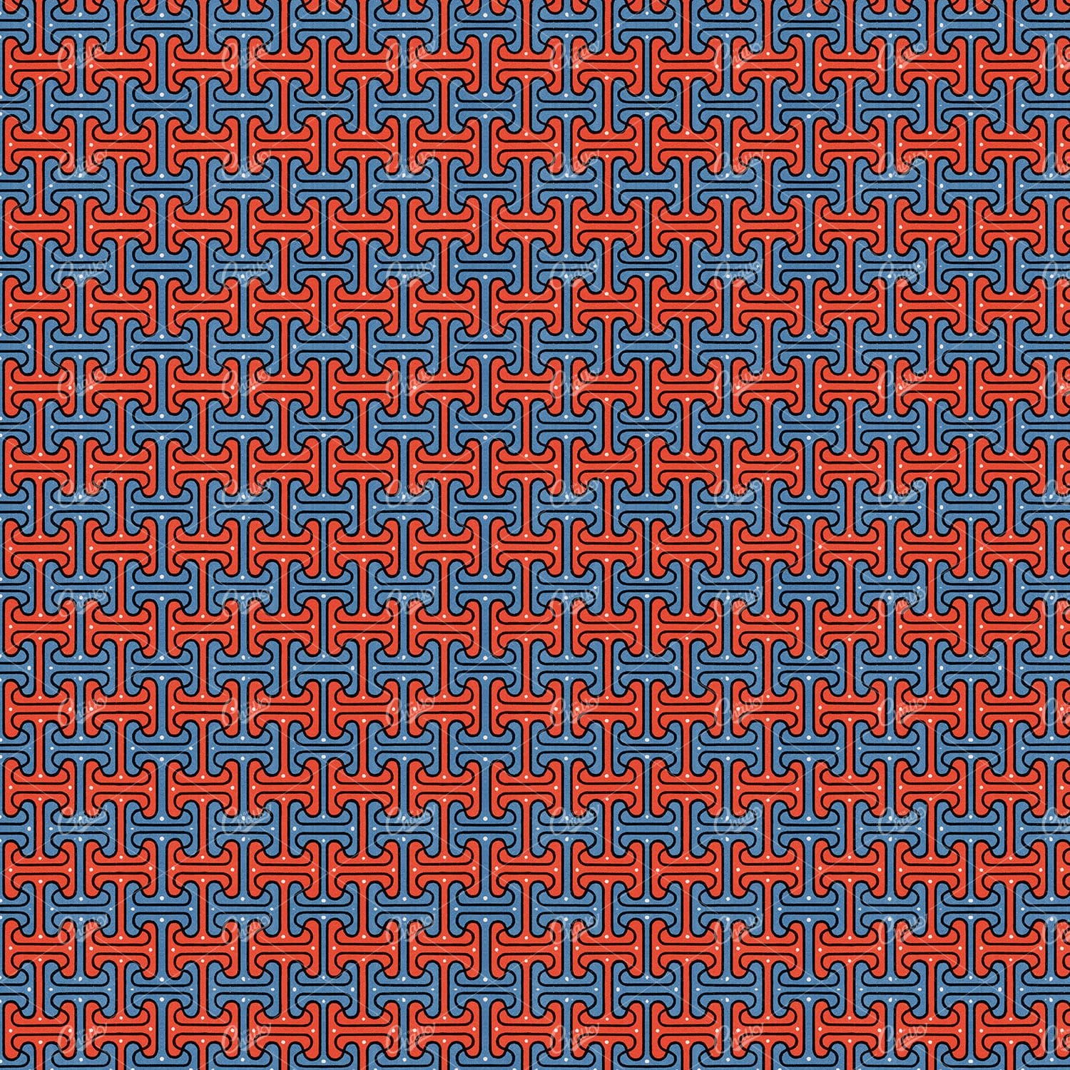 Abstract Tribal Blue and Red Vintage Retro Pattern No.1