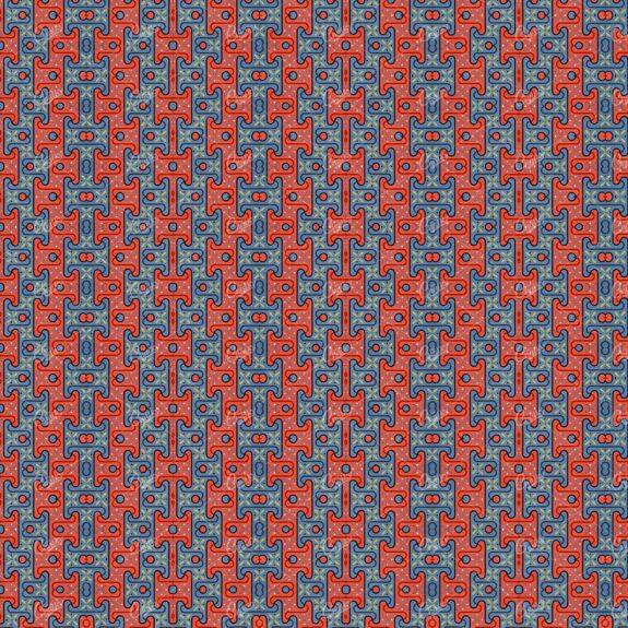 Abstract Tribal Blue and Red Vintage Retro Pattern No.2