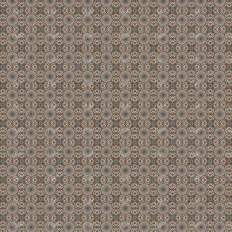 Geometric Tile Repeat With Concentric Rosette Medallions And Eight-point Stars - Warm Terracotta, Teal, And Cream