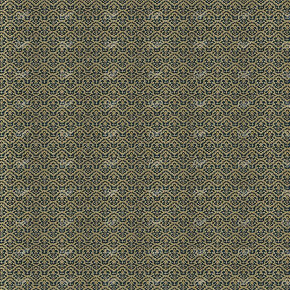 Interlocking Flourished Floral Blue and Gold Pattern